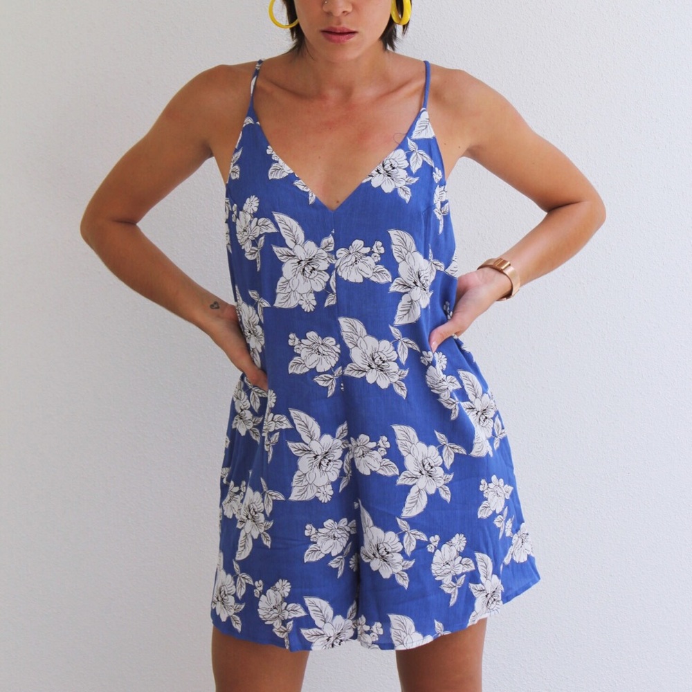 Blue Floral Romper