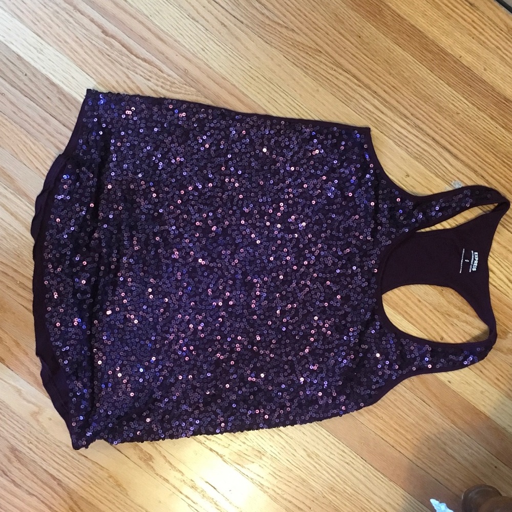 Express sparkly purple tank top