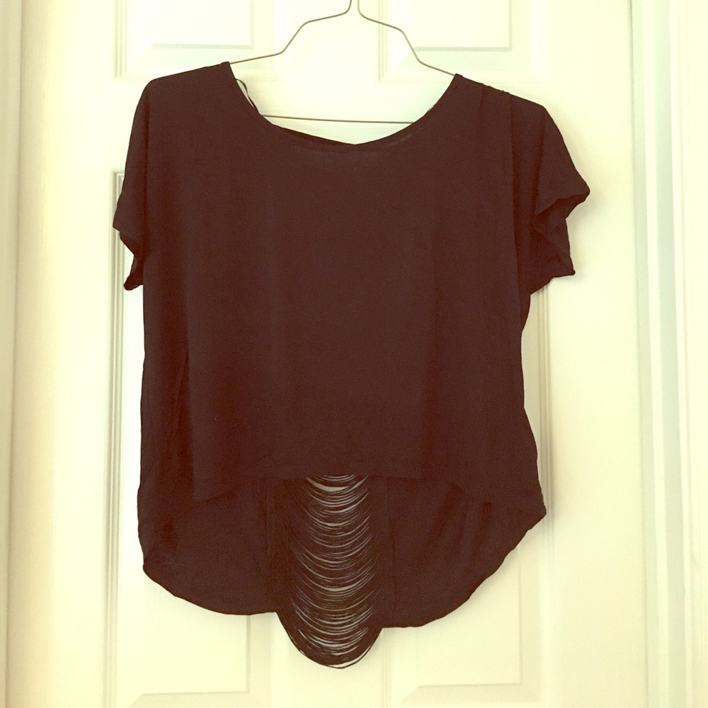 Black top with back detail. NWOT
