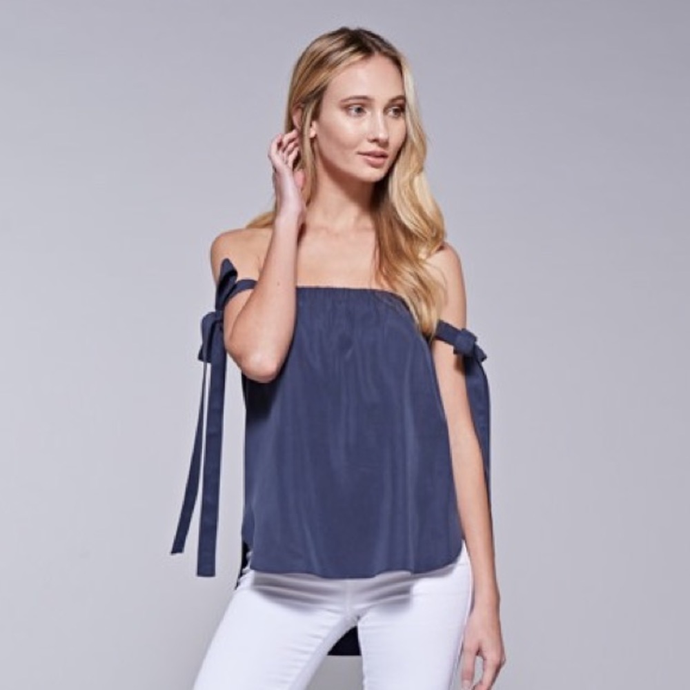 New Off Shoulder Navy Washed Top