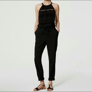 LOFT Textured Black Jumpsuit