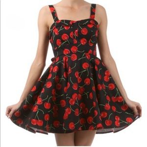 Black pin up style cherry dress