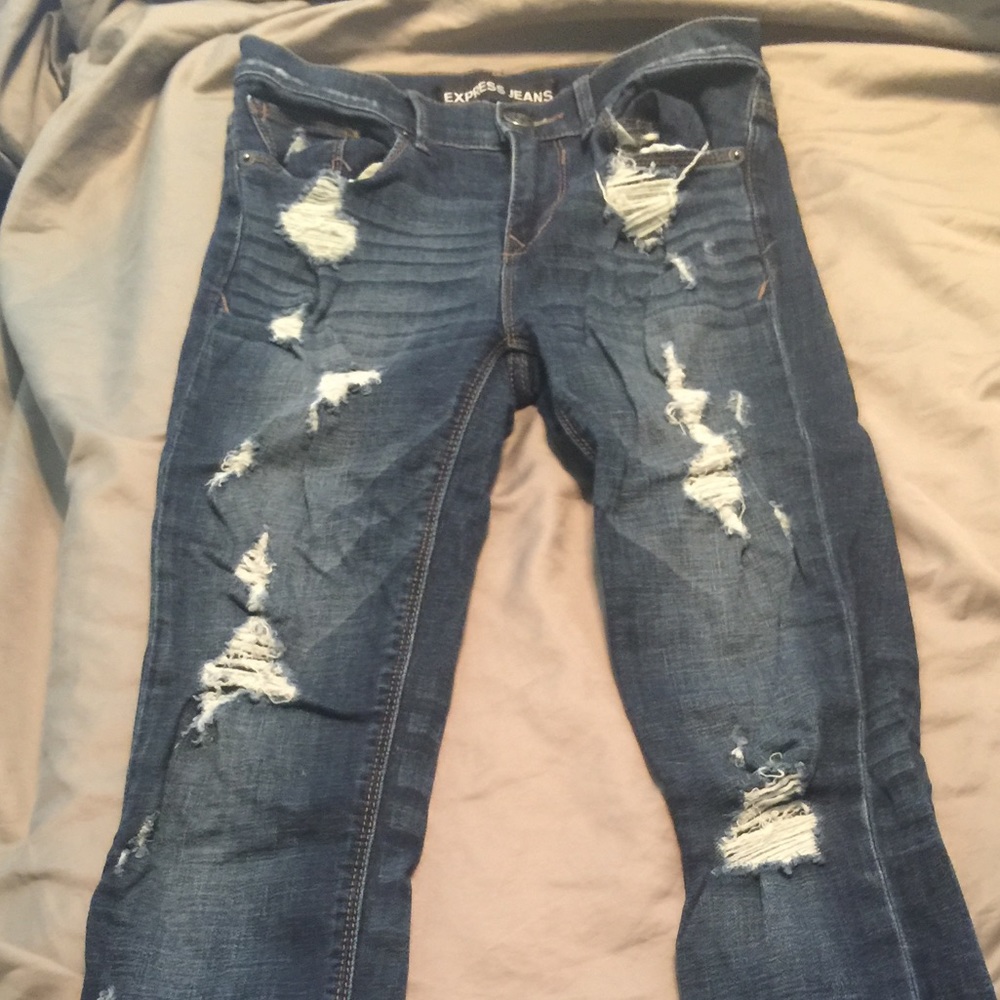 Express Distressed Skinny Jeans