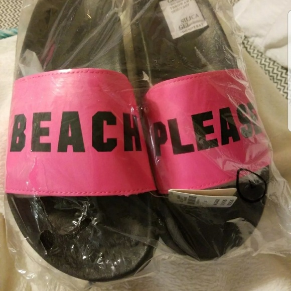 VS PINK BEACH PLEASE SLIDES SZ LARGE - Picture 1 of 4