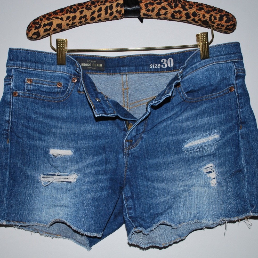 J. Crew distressed cutoff denim shorts
