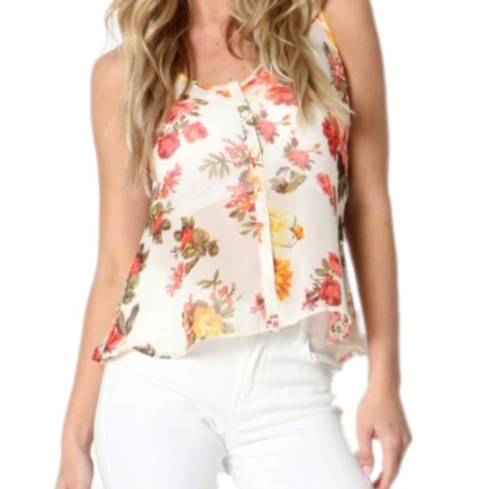 Floral Button Down Tank