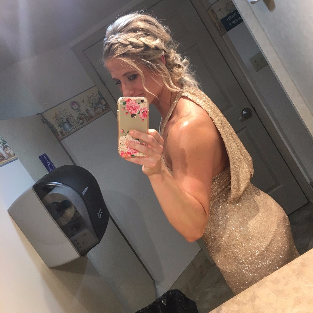 Rose Gold Sequins Bridesmaid Dress