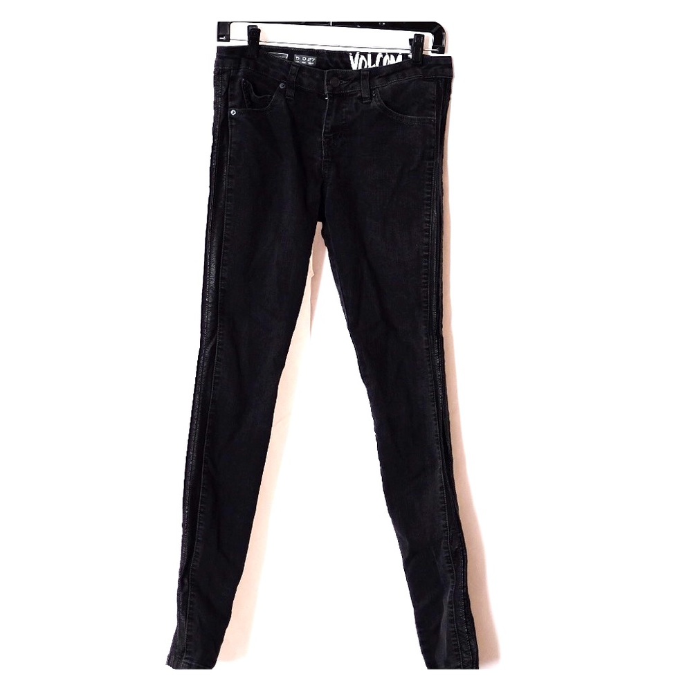 Volcom skinny jeans with faux leather details