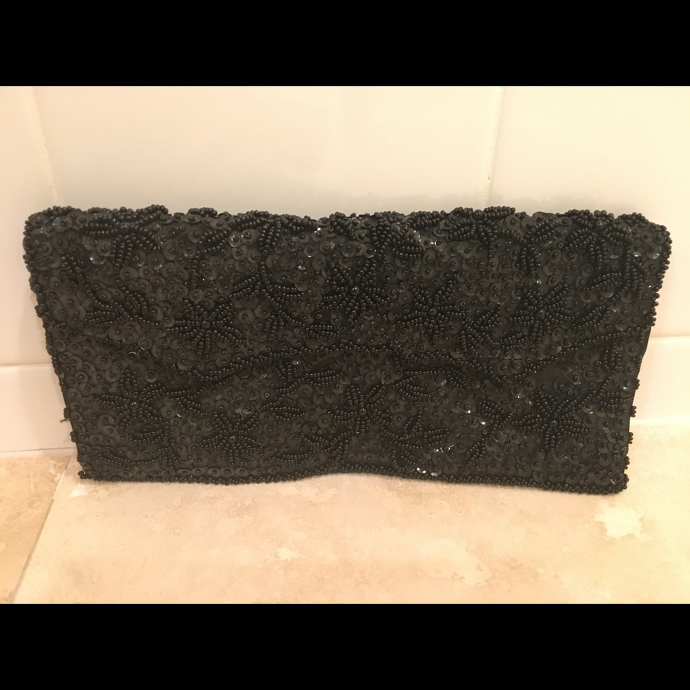 Black beaded clutch