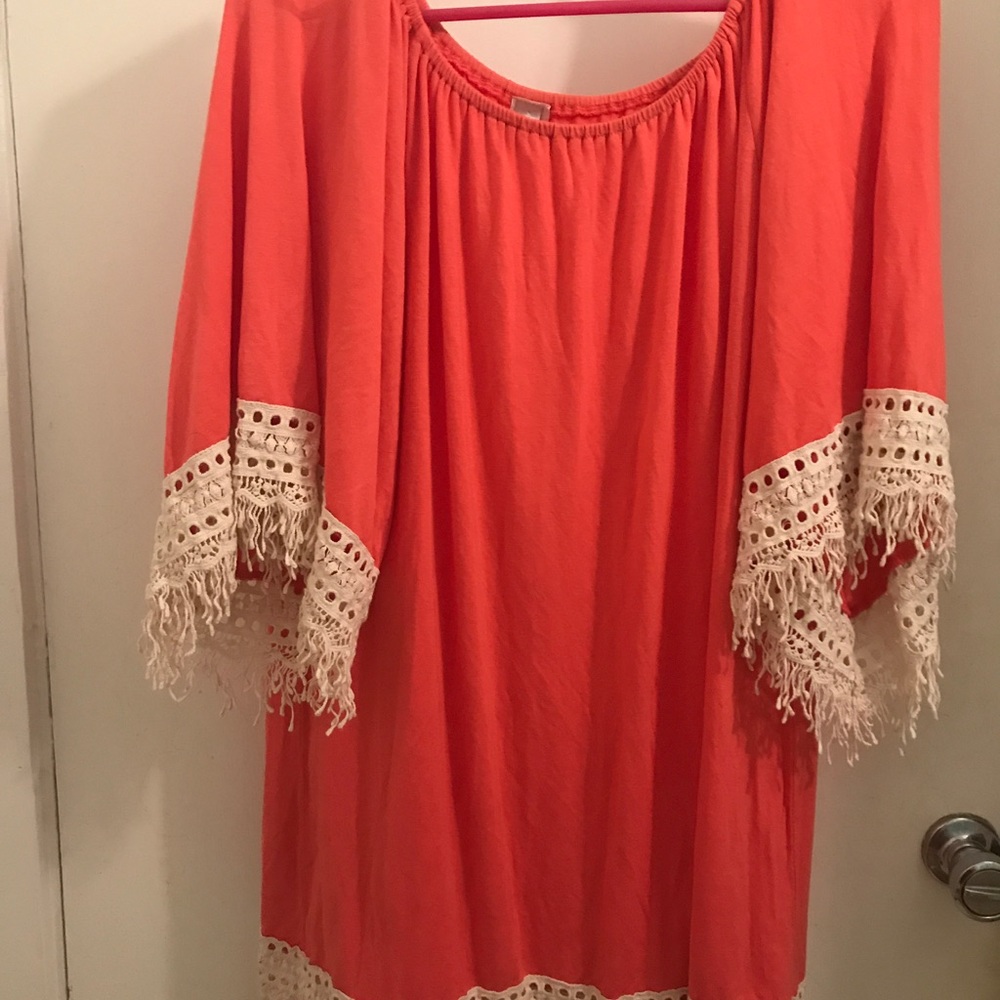 Coral Off The Shoulder Dress