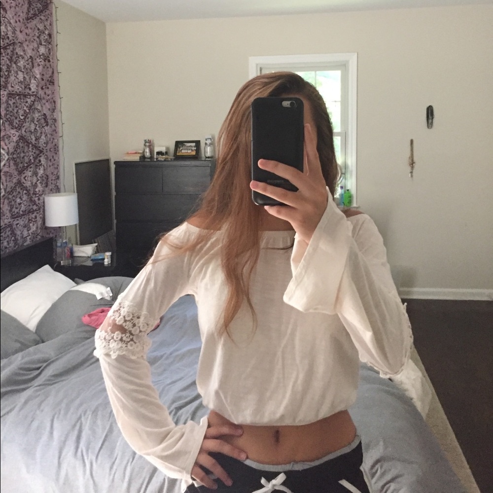 Boho white crop top