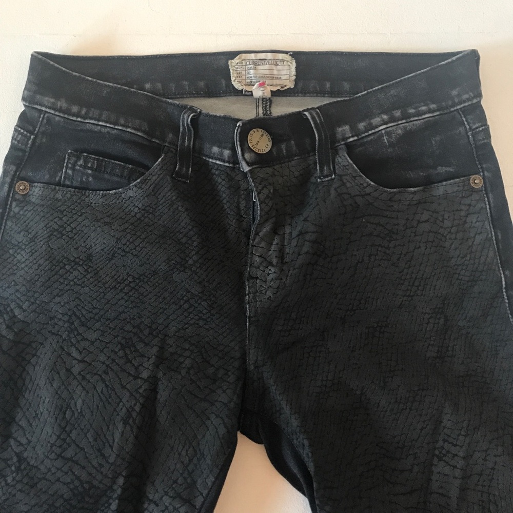 Current/Elliott leather coated ankle skinny