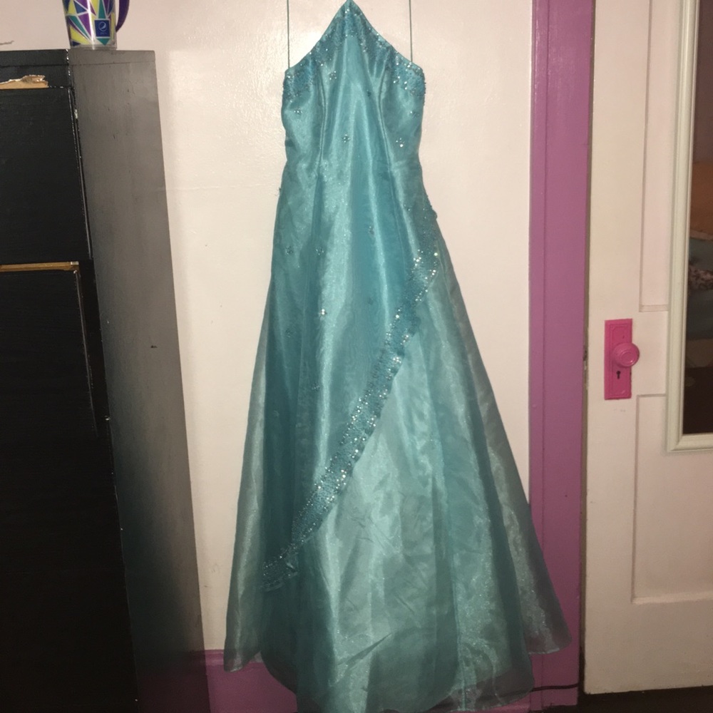 Bedazzled, Blue Elegant Prom Dress