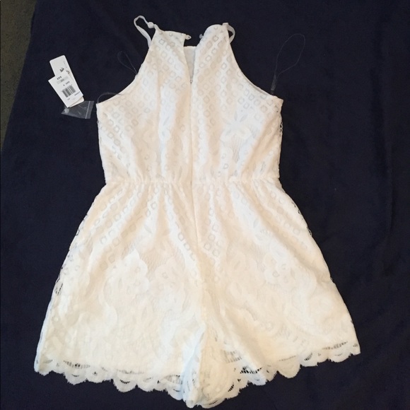 White Lace Halter Romper- Love Reign by As U Wish - Picture 2 of 3