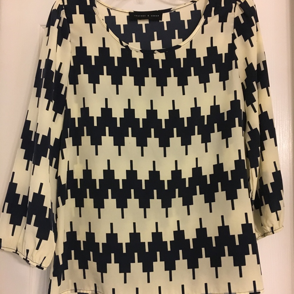Blue and white chevron blouse