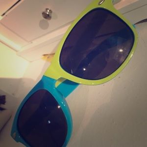 Blue and green sunglasses