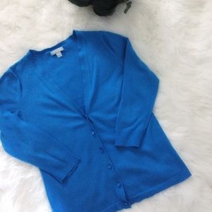 Blue V-Neck Button Down Cardigan w/3/4 Sleeves 📦