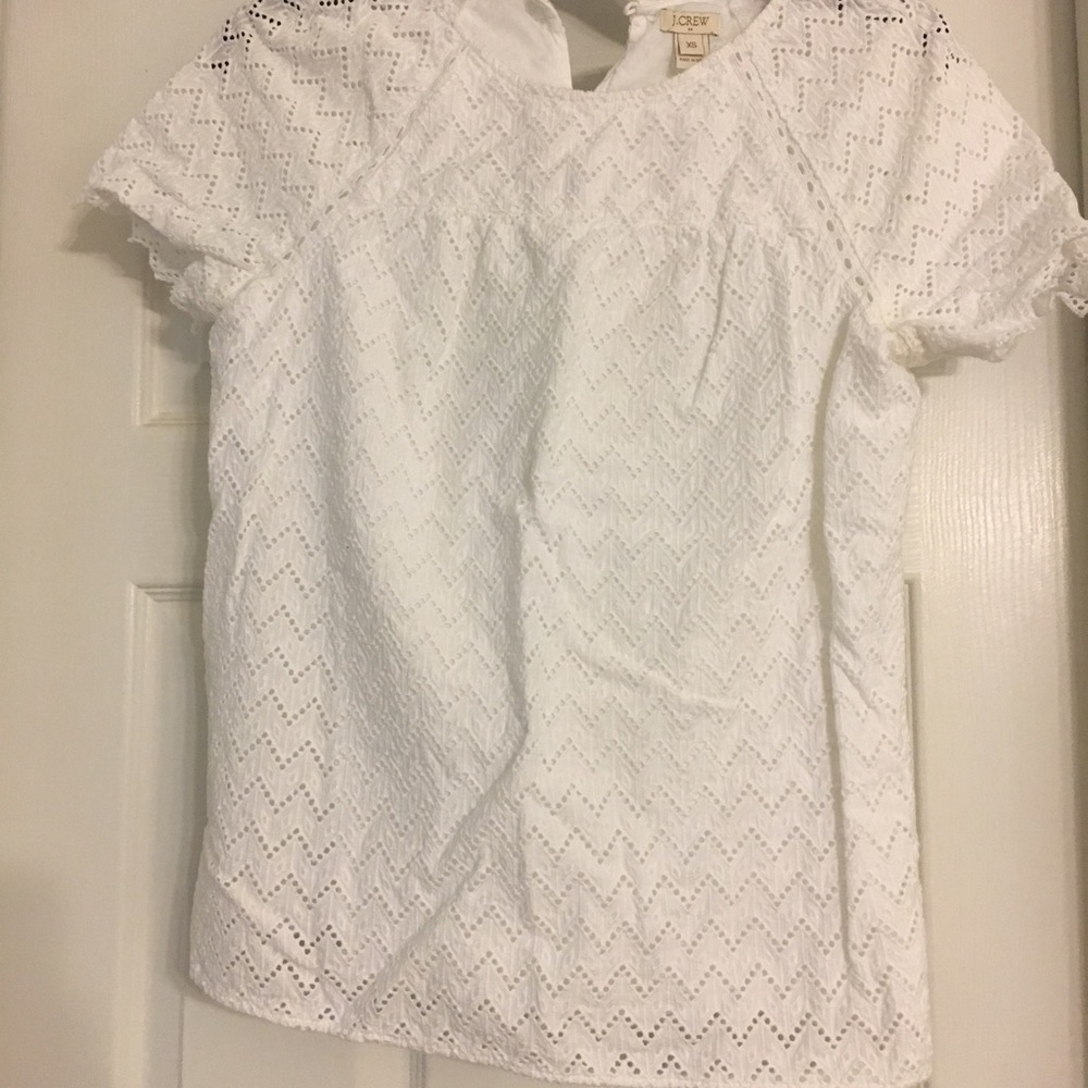 White patterned shirt from Jcrew.