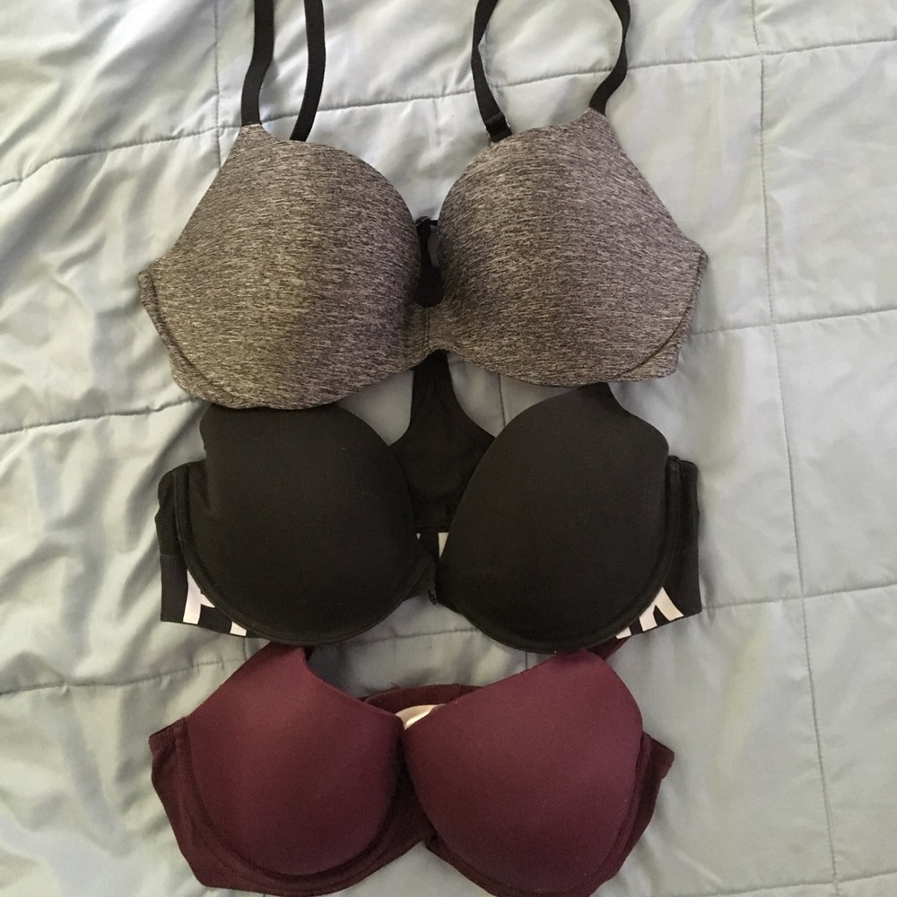 Set of 3 34D VS Pink Bras