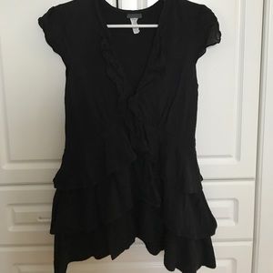 Left of Center black ruffle tunic