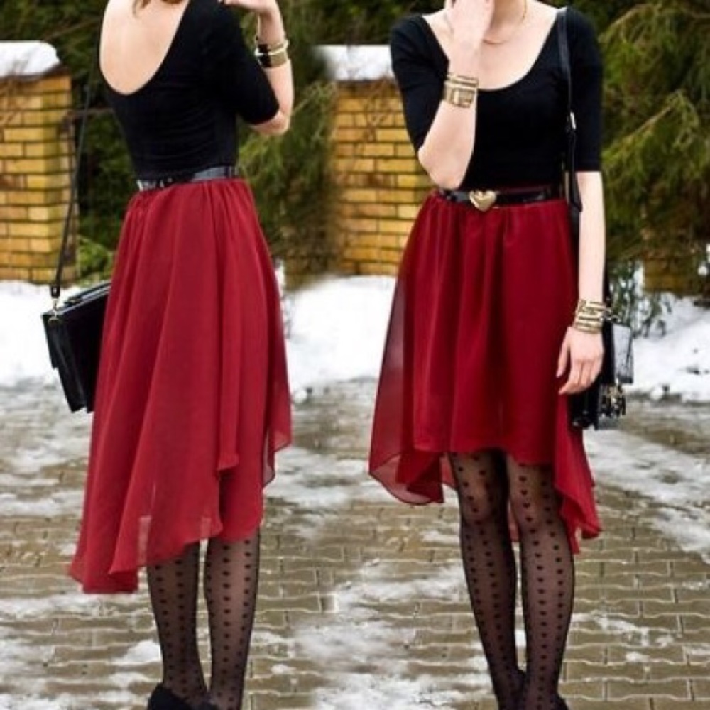 Free people maroon high low skirt