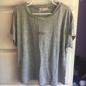 Light grey embroidered USA baby tee, size M