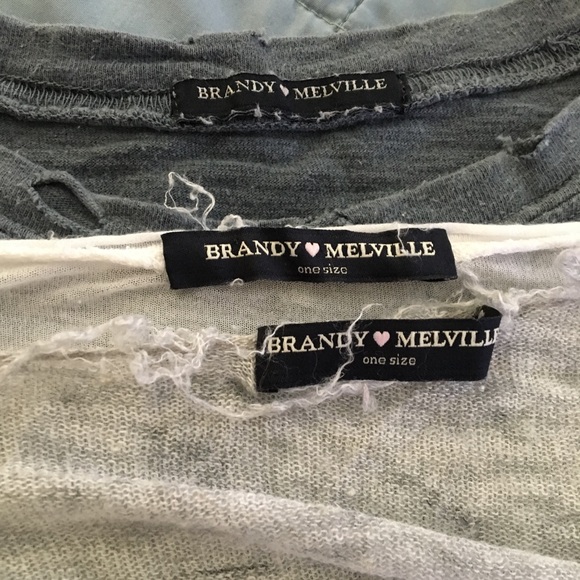 Set of 3 Brandy Melville Distressed Tees - Picture 1 of 5