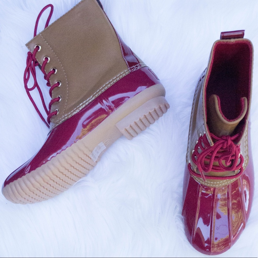 Burgundy Duck Boots - Picture 2 of 3
