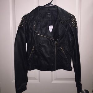 Forever 21 black studded faux leather jacket