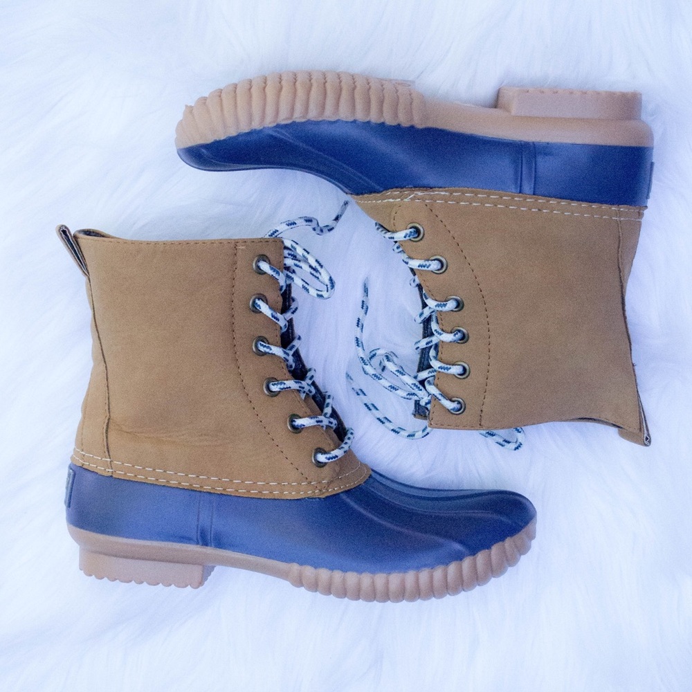 Matte Navy Duck Boots - Picture 1 of 3
