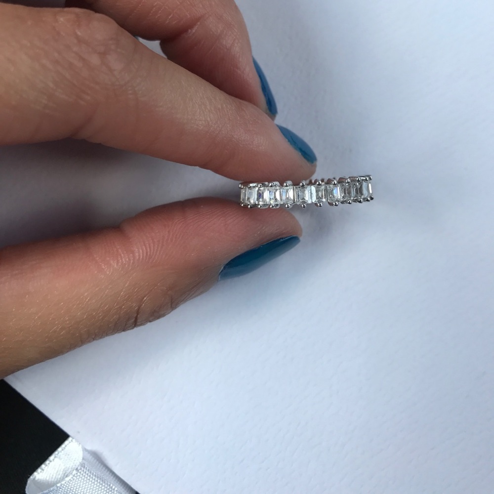 Bagette sterling silver wedding band