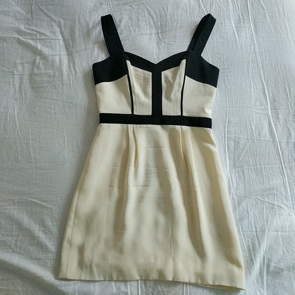 Rebecca Minkoff cream black bustier dress size 6