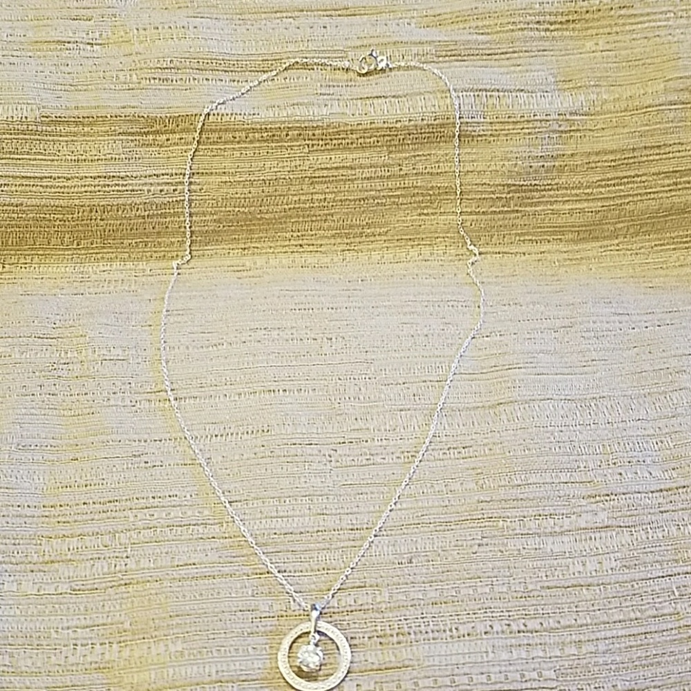 Sterling necklace with rhinestone in a circle
