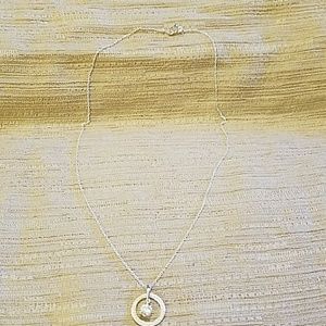 Sterling necklace with rhinestone in a circle