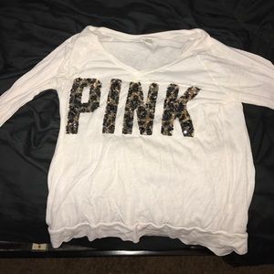 Pink brand sparkly cheetah print long sleeve