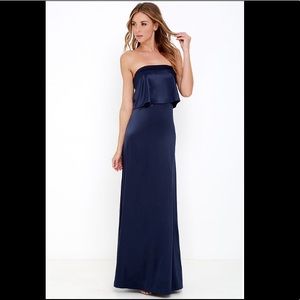 Ever So Lovely Blue Satin Maxi Dress