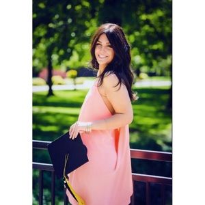 Neon-pink/coral chiffon dress