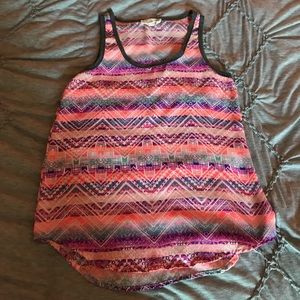 Pink Rose Tribal Print Tank-Top