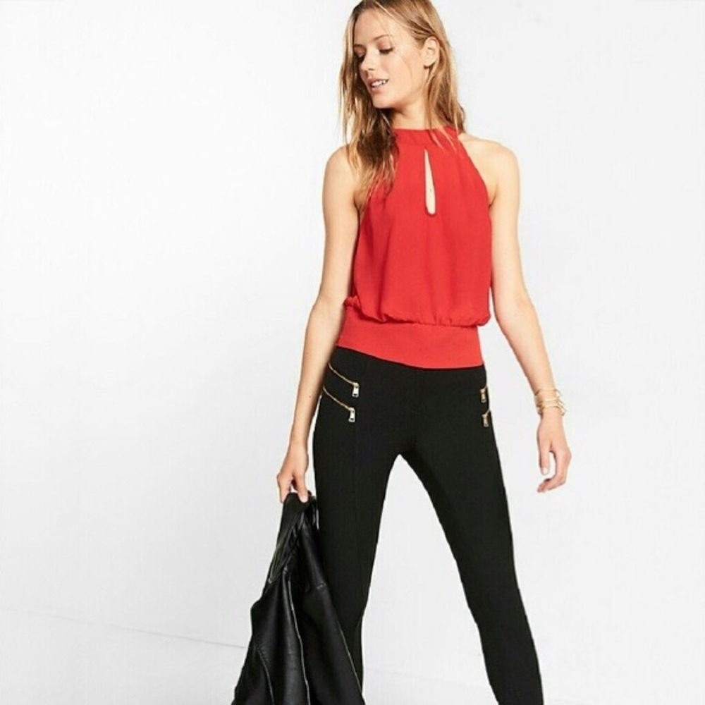 Express Mock Neck Keyhole Tank