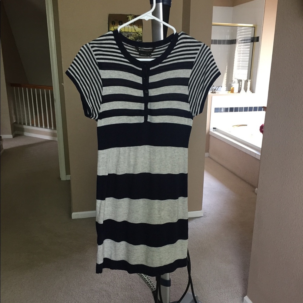 BCBG Blue and Navy Striped Dress