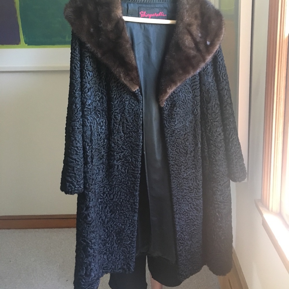 Schiaparelli Paris vintage lambs wool and mink