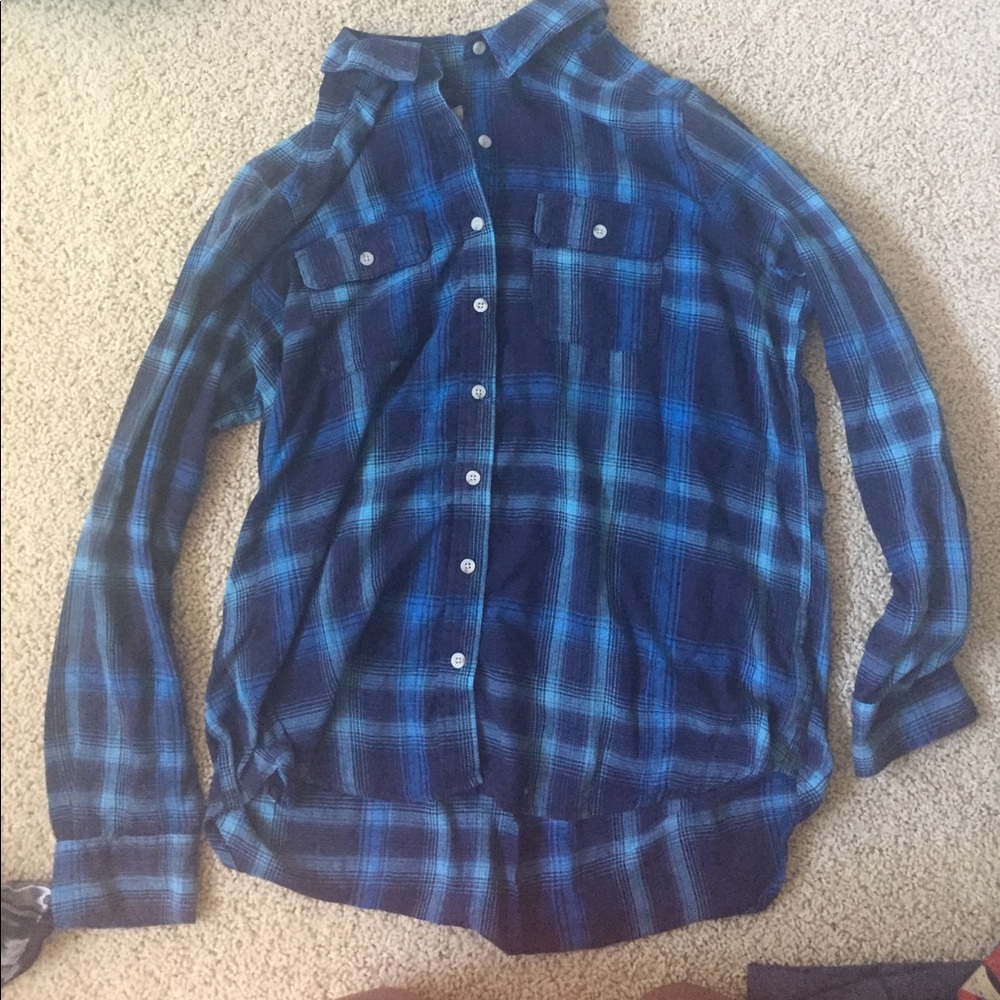 blue plaid shirt