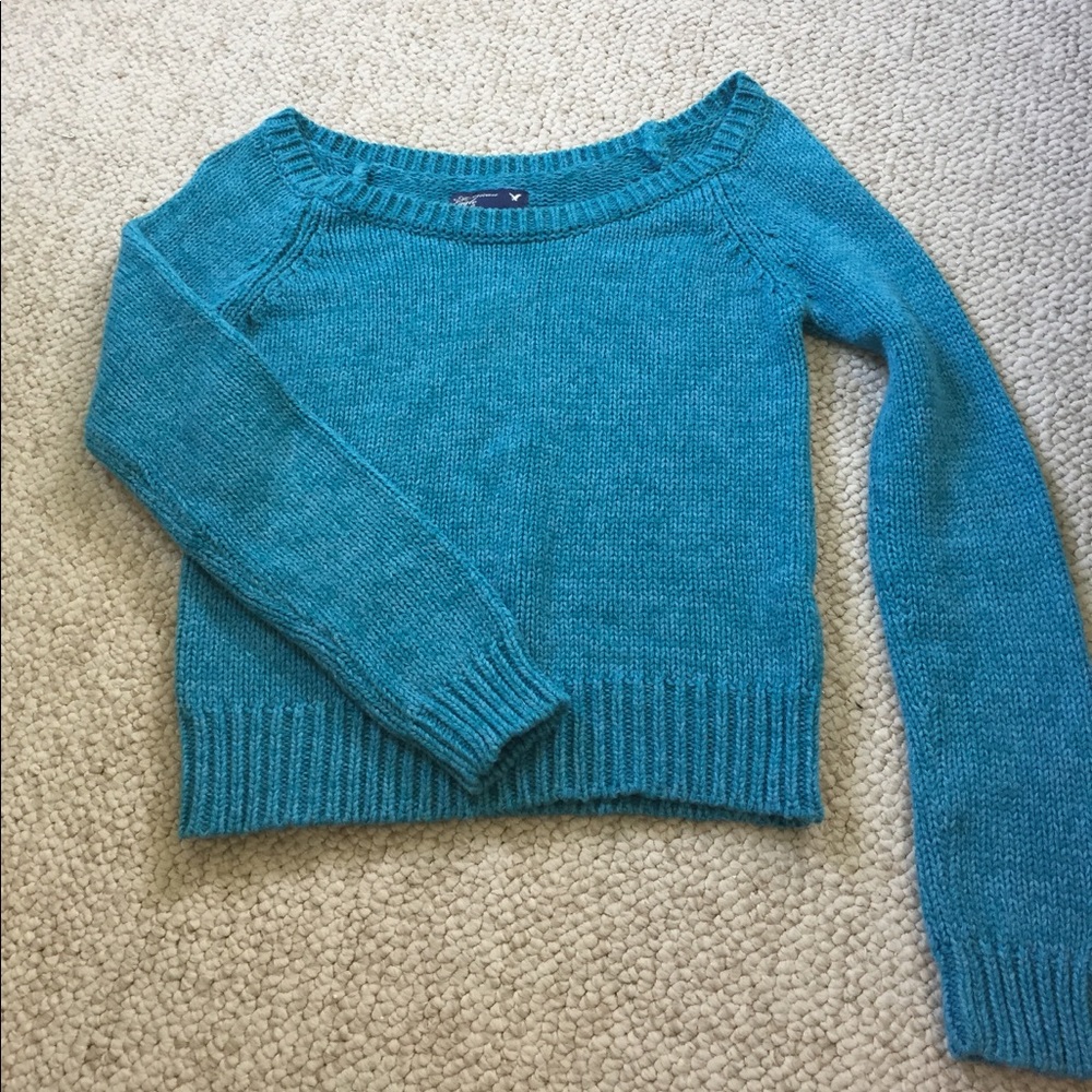 American Eagle teal crop sweater sz S