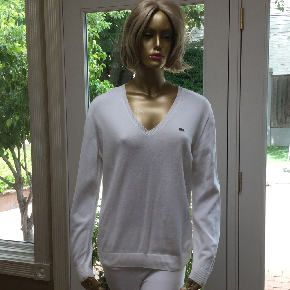 White Lacoste sweater