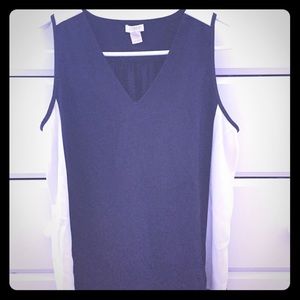 JCREW Navy & White Blouse