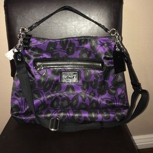 Coach purse NWT - purple and black flower pattern