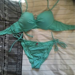 Victoria secret blue push up bikini and bottoms