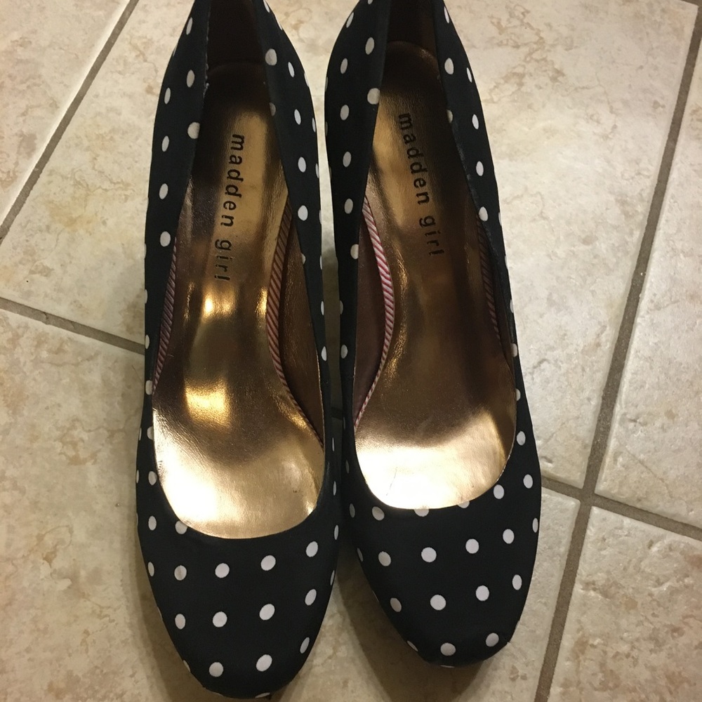 Madden Girl Black Polka Dot Heels