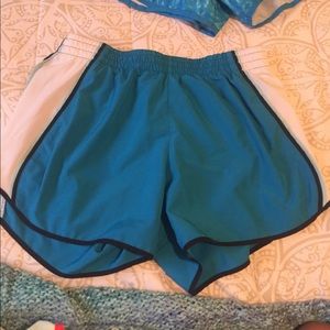 Blue and white Nike workout shorts