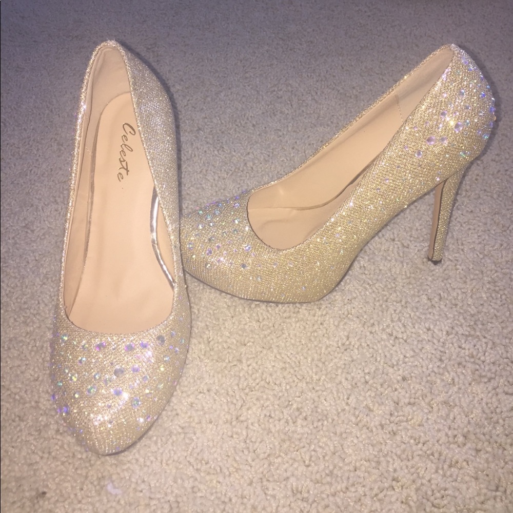 gold sparkley heels